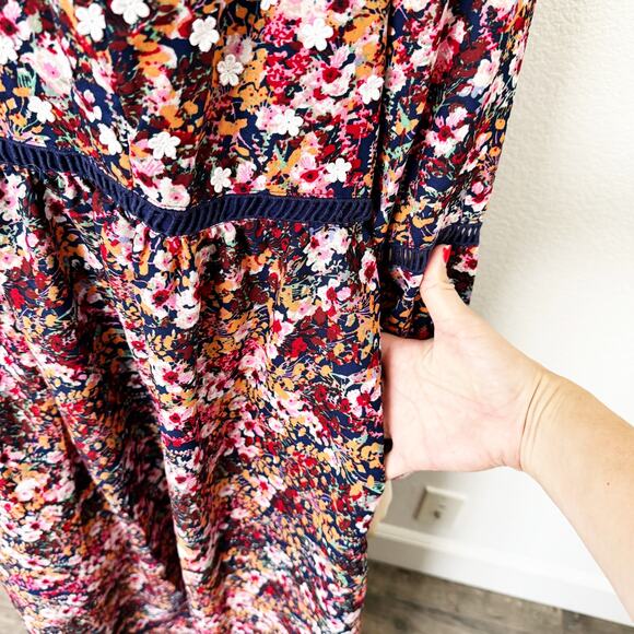 [Modcloth] Ravishing Matters Floral Print Daisy Appliques Maxi Dress Pockets 1X - Picture 10 of 13